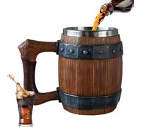 Tamaños de cerveza con asas - Copa de caña de whisky de resina de acero inoxidable, bebidas antiguas hechas a mano para hombres | Cerveza artesanal rústica Stein, bebida tankard duradera, taza de bott