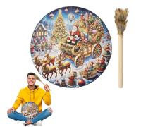 Tamanos de chamán para adultos, tambor de mano chamánico, 10 pulgadas de | madera de Navidad con baqueta | Herramienta de curación de sonido para música espiritual, decoraciones del hogar, herramienta