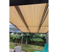 Tamaños múltiples del beige de los ojales la tela tira vela sombra sol pérgola(0.4x4m(15.8"x13.1'))