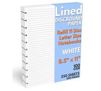 Tamao de la letra de disco recarga de papel forrado 250 hojas (500 pginas) 8.5 en x 11 en 100 GSM 11 Notoretas de disco