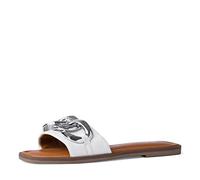 Tamaris 1-1-27119-28, Sandalias Planas Mujer, Blanco y Plateado, 42 EU