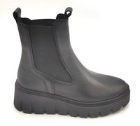Tamaris 25489 Botín Mujer Piel Negro Elástico Zeppa 5cm Suela Goma 6/7