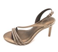 Tamaris 28373 Sandalia Laminado Bronce Tira Pedrería Tacón 8cm Suela Goma