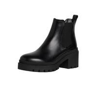 Tamaris Botines Chelsea de Piel para Mujer, Tacón Cuadrado, Cómodos, Negro, 38 EU
