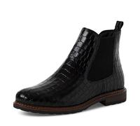 Tamaris Botas Chelsea para mujer 1-25056-41, Cuero negro cocodrilo, 38 EU
