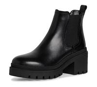 Tamaris Botines Chelsea de Piel para Mujer, Tacón Cuadrado, Cómodos, Negro, 38 EU