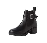 Tamaris Botines Chelsea de Piel para Mujer, Tacón Cuadrado, Cómodos, Negro, 39 EU