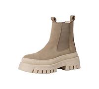 Tamaris Botines Chelsea de Piel para Mujer, Tacón Cuadrado, Gris Topo, Plantilla Extraíble, 36 EU
