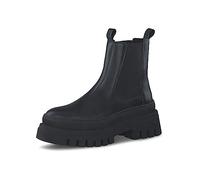 Tamaris Botines Chelsea para Mujer de Piel, Tacón Cuadrado, Negro, Plantilla Extraíble, 36 EU