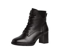 Tamaris Botines Comfort para mujer con tacón de piel con cordones y cremallera Comfort Fit, Negro, 39 EU Ancho