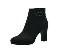 Tamaris Botines Con Tacón Cuadrado para Mujer, Textiles, Negros, Veganos, 35 EU
