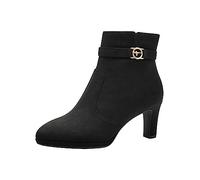 Tamaris Botines Con Tacón Cuadrado para Mujer, Textiles, Negros, Veganos, 42 EU