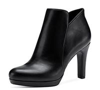 Tamaris Botines Con Tacón Cuadrado para Mujer, Veganos, Negro Mate, 39 EU