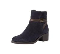 Tamaris Botines de Tacón para Mujer de Piel, Tacón Cuadrado, Cómodos, Azul Marino, Ante, 39 EU