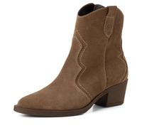 Tamaris Botines de Tacón para Mujer de Piel, Tacón Cuadrado, Cómodos, Marrón, 36 EU