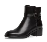 Tamaris Botines de Tacón para Mujer de Piel, Tacón Cuadrado, Cómodos, Negro, 36 EU