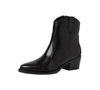 Tamaris Botines de Tacón para Mujer de Piel, Tacón Cuadrado, Cómodos, Negro, 36 EU
