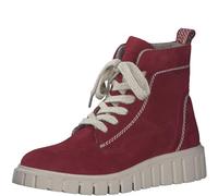 Tamaris Botines de Tacón para Mujer de Piel, Tacón de Cuña, Rojo, Plantilla Extraíble, 36 EU
