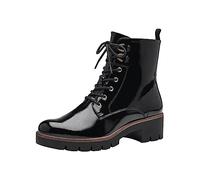 Tamaris Botines de Tacón para Mujer Veganos, Negro Charol, 40 EU
