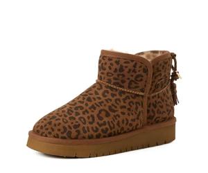 Tamaris Botines para mujer con forro cálido, planos, color marrón (LEOPARD), 39