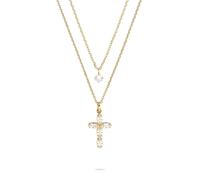 Tamaris Collares Layering Set Para Mujeres, Joyería De Cuello Einzeln Tragbar Y Ajustable Con Schimmerndem Cruz Colgante, Resistente Al Agua De Acero Inoxidable