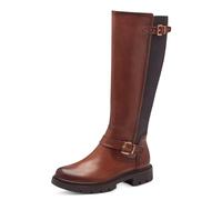 Tamaris COMFORT Botas altas sin tacón con cremallera y hebillas para mujer, coñac, 36 EU