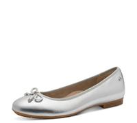 Tamaris Comfort Damen Ballerinas aus Leder mit Schleife, Zapatos Tipo Ballet Mujer, Plata, 42 EU