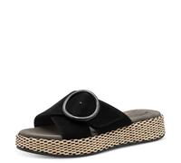 Tamaris Comfort Damen Pantolette Leder - Sandalias de cuña ancha para mujer, Black, 37 EU