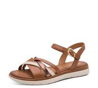 Tamaris Comfort Damen Sandal Flat, Sandalias Planas Mujer, Cognac Comb, 37 EU