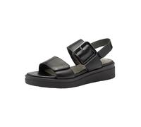 Tamaris Comfort Damen Sandalen Flach aus Leder mit Schnalle, Sandalias con cuña Mujer, Black Nappa, 40 EU