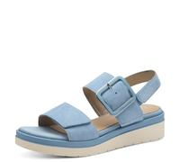 Tamaris Comfort Damen Sandalen Flach Aus Leder Mit SchnalleWedge - Sandalias de cuña para mujer, azul pastel, 40 EU