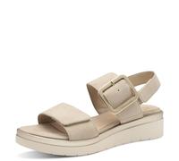 Tamaris Comfort Damen Sandalen Flach Aus Leder Mit SchnalleWedge - Sandalias de cuña para mujer, beige, 38 EU