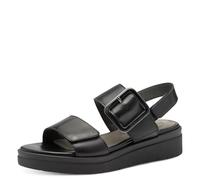 Tamaris Comfort Damen Sandalen Flach Aus Leder Mit SchnalleWedge - Sandalias de cuña para Mujer, Napa Negra, 42 EU