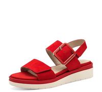 Tamaris Comfort Damen Sandalen Flach Aus Leder Mit SchnalleWedge - Sandalias de cuña para Mujer, Rojo (Red Suede), 37 EU