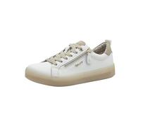 Tamaris Comfort Damen Sneaker Flach mit Reißverschluss Freizeit, Zapatillas Mujer, Color Blanco y Beige, 39 EU