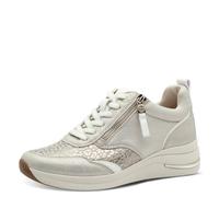 Tamaris Comfort Damen Sneaker Flach Schnürsenkeln mit Reißverschluss, Zapatillas Mujer, Beige Glam, 39 EU