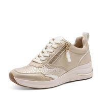 Tamaris Comfort Damen Sneaker Flach Schnürsenkeln mit Reißverschluss, Zapatillas Mujer, Beige Glam, 39 EU