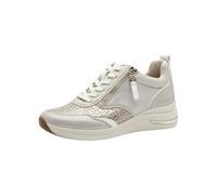 Tamaris Comfort Damen Sneaker Flach Schnürsenkeln mit Reißverschluss, Zapatillas Mujer, Beige Glam, 42 EU