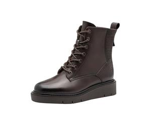Tamaris Comfort Lace Boot Flat, Bota a la Altura de la Pantorrilla Mujer, Espresso, 42 EU