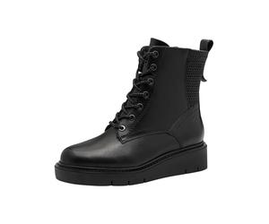 Tamaris Comfort Lace Boot Flat, Bota a la Altura de la Pantorrilla Mujer, Negro, 41 EU