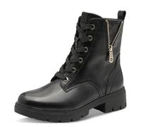 Tamaris Comfort Lace Boot Flat, Bota a la Altura de la Pantorrilla Mujer, Negro y Dorado, 42 EU