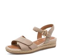 Tamaris Comfort Damen Wedge/Plat Sand Multiadjustable, Sandalias con cuña Mujer, Beige Suede, 37 EU