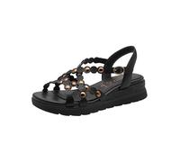 Tamaris Comfort Wedge/Plat Sand - Sandalias de cuña para mujer, color negro napa, talla 41 EU