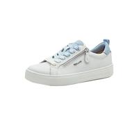 Tamaris Comfort Damen Sneaker Flach mit Reißverschluss Freizeit, Zapatillas Mujer, Blanco y Azul, 41 EU