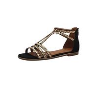 Tamaris Damen 1-28149-44, Sandalias Planas Mujer, Negro y Dorado, 41 EU