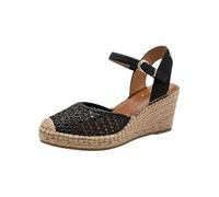 Tamaris Damen 1-29610-42, Sandalias con cuña Tipo Alpargatas Mujer, Negro, 39 EU