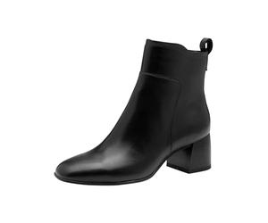 Tamaris Damen Boot Heel 1-25323-45, Botas Cortas al Tobillo Mujer, Piel Negra, 36 EU