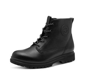 Tamaris Damen Lace Boot Flat 1-25241-45, Botas Cortas al Tobillo Mujer, Piel Negra, 41 EU