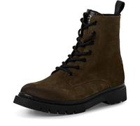 Tamaris Damen Lace Boot Flat 1-25269-41, Botas Cortas al Tobillo Mujer, De Ante de Oliva, 37 EU