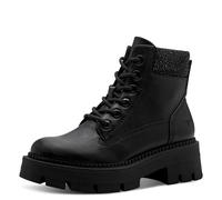 Tamaris Damen Lace Boot Flat 1-25921-45, Botas Cortas al Tobillo Mujer, Black Glam, 37 EU